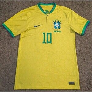Nike Dri-Fit 2022/23 Brazil National Football Team Neymar Jr Yellow Jersey Men's
